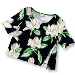 Anthropologie Postmark “Kobus” Midi Floral Box Top with Asymmetrical Side Zip